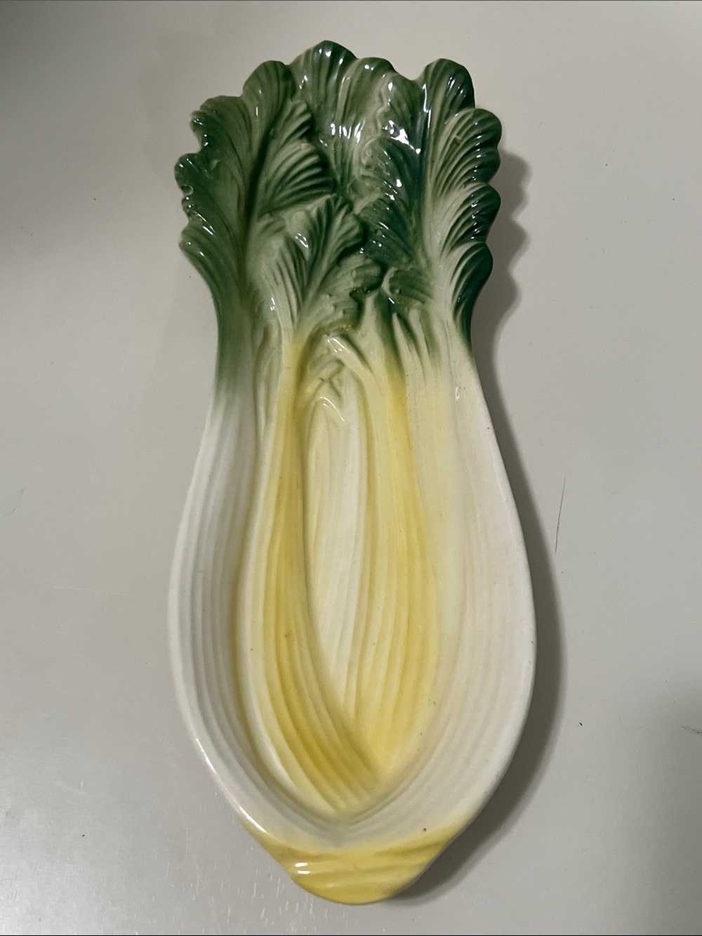 Cardinal USA Ceramic Cabbage Leaf Serving Dish  in Green and Yellow 1950s